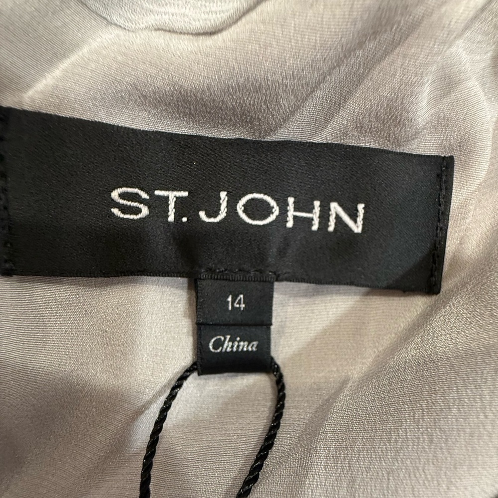 St. John Light Gray Tiered Midi Dress - Picture 6 of 8